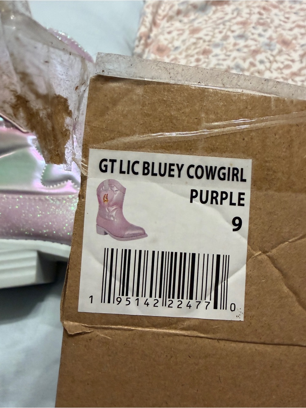 Bluey Kids Shimmer Pink Western Boot NWT - Picture 3 of 5